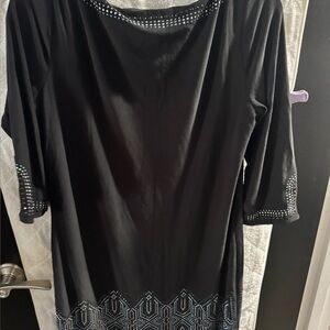 White House Black Market Black Dress with Silver and Blue Accents